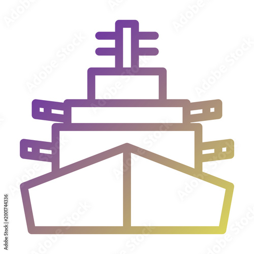 Warship icon illustration. This is a vector single icon with a line gradient style. It is suitable for various purposes, including website design, mobile app design, and logo design.