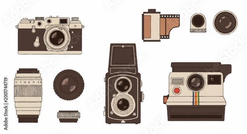 Vintage Camera Equipment Collection.