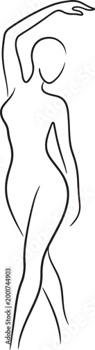 line drawing female body abstract woman silhouette line art icon vector illustration
