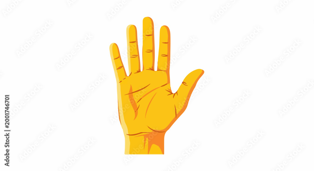 Fototapeta premium Open yellow hand gesture with fingers spread