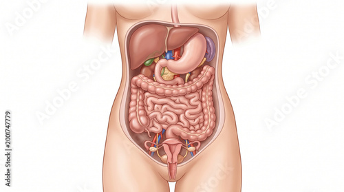 Abdominal Organs Anatomy Female Body Cutaway