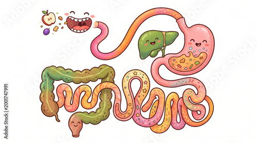 Digestive System Kids Friendly Colorful Style