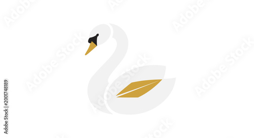 White Swan Bird Illustration.