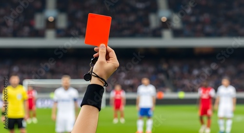 Red card shown during a soccer match
