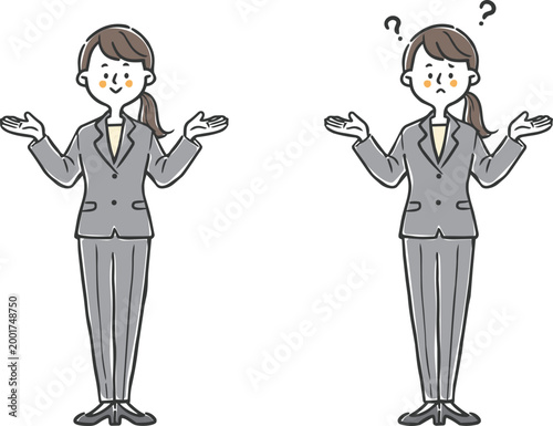 比較　選択　女性会社員　全身　ベクター