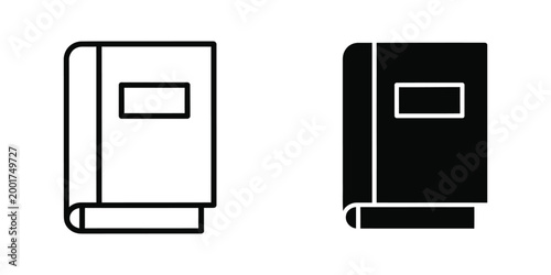 Simple notebook icon with black and white color variation