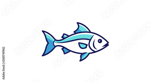 Cute Blue Fish Illustration - Simple Cartoon Style