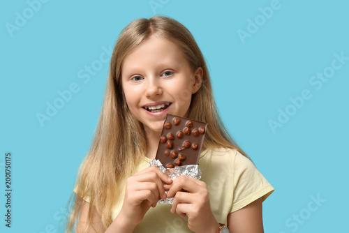 Happy little girl with swee...