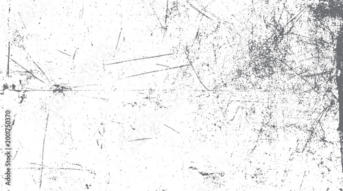 White background with scattered grey speckles and linear scratches creating a distressed texture grunge