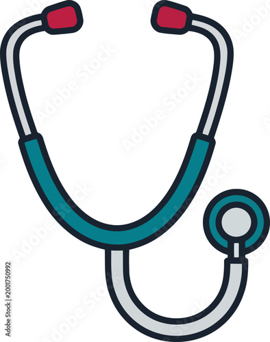 Stethoscope medical diagnostic tool for doctor heart exam healthcare checkup cardiology equipment icon flat style vector