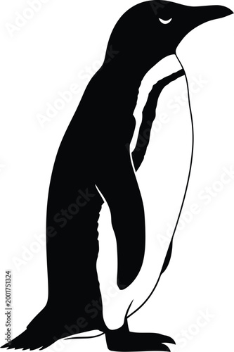 Penguin silhouette a striking black and white avian illustration