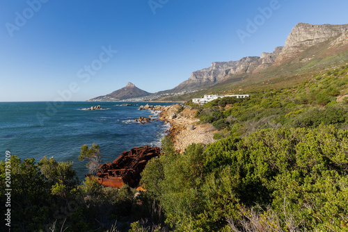 The shipwreck of the  MV Antipolis which was a 25,000-ton Greek oil tanker that ran aground near Oudekraal, Cape Town, in July 1977 during a northwest storm. The Antipolis is a shallow wreck on a rock