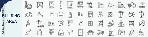 Fotografie Construction and building area site thin line icon set