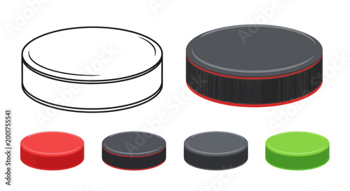 Canvas Print Ice Hockey Puck Set: Outline, Detailed, and Colored Options