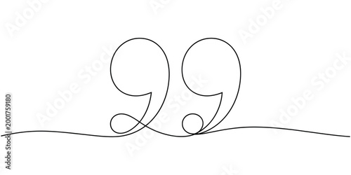 Black continuous line of quotation marks with flourish quote speech bubble punctuation symbol