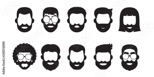 Men's Grooming and Hairstyle Silhouette Avatars