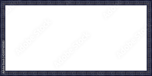 A decorative rectangular frame with a dark blue border featuring a subtle geometric pattern, ideal for showcasing artwork or photographs