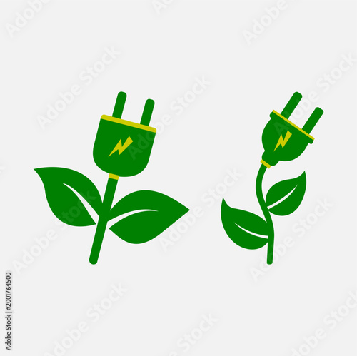 Eco Plug Plant Energy Icons