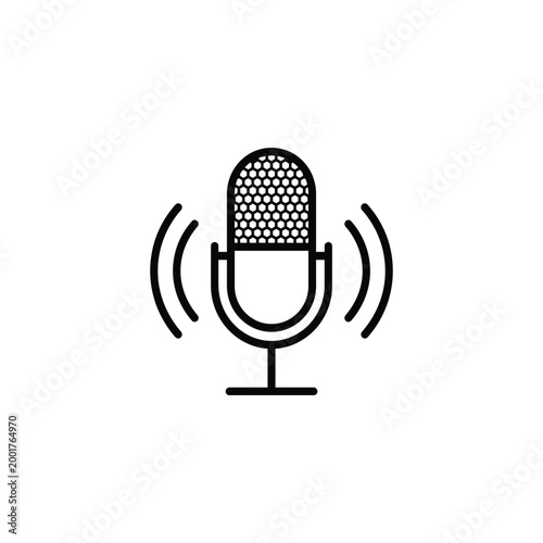 Vintage microphone icon a classic recording device illustration in black and white