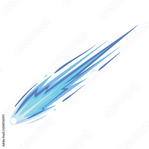 Foto Fast moving celestial body with glowing tail streaking across a dark cosmos, evo