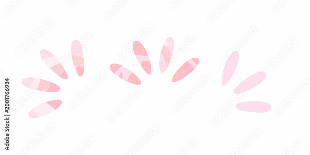 Fototapeta premium row of soft pink watercolor shapes on white background