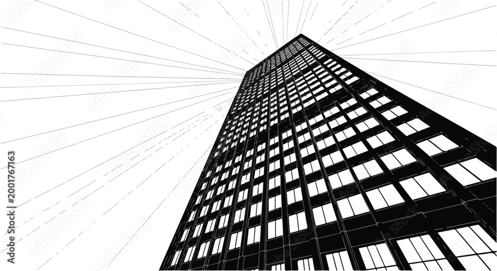 Fototapeta premium Modern Skyscraper Building Architecture Illustration Vector Design