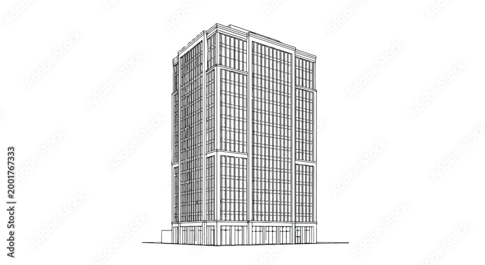 Fototapeta premium Modern Skyscraper Office Building Exterior Architecture Vector Illustration