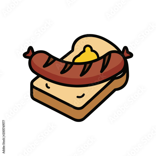 Slika na platnu Sausage Sizzle icon logo flat vector design