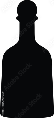 Elegant champagne bottle silhouette a minimalist black and white representation