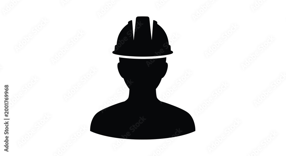 Fototapeta premium silhouette of person wearing hard hat on white background high quality professional detailed modern elegant stylish clean crisp vibrant colorful
