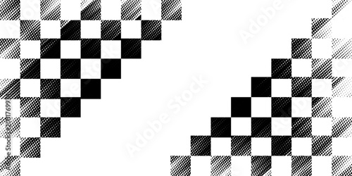 Photos Race flag grunge background, car rally or motocross finish flag with vector checker pattern