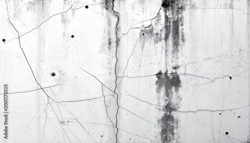 Cracked and Weathered White Concrete Wall Texture