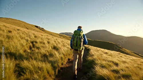 Man hiking on a trail.