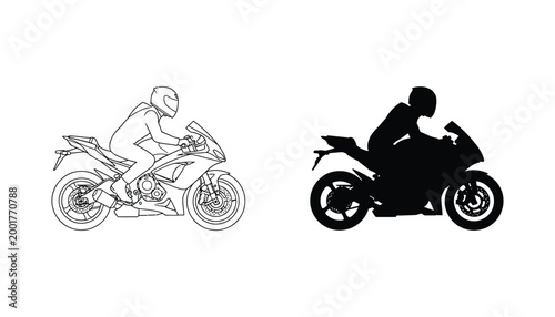Dynamic sport motorcycle rider vector illustration showcasing speed excitement and thrilling transportation for enthusiasts