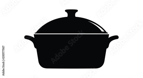 covered cooking pot silhouette on white background high quality professional detailed modern elegant stylish clean crisp vibrant colorful digital creative
