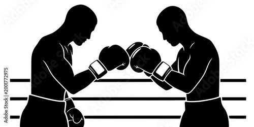Boxers Touching Gloves Sportsmanship Silhouette Vector
