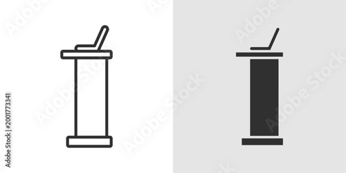 Standing Desk Icon representing ergonomic work setups, improved posture, reduced sedentary behavior, and a healthier office lifestyle.
