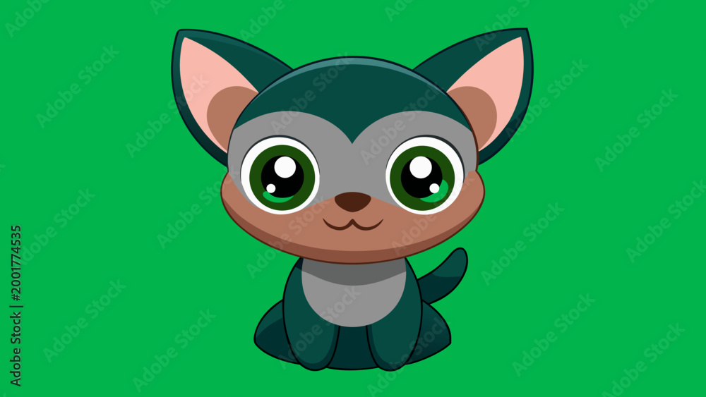 Obraz premium Cute Fantasy Cat Character, Adorable Little Animal Mascot Vector