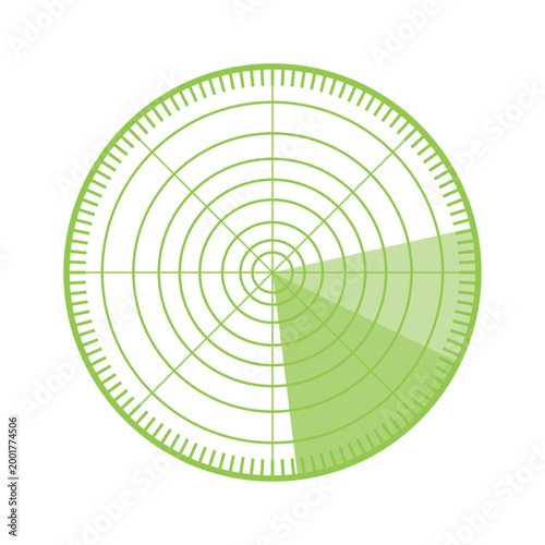 Canvas-taulu Circular radar screen displaying a green sweep and grid, operating as a vital na