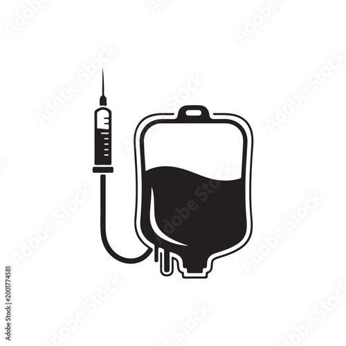 Blood donation silhouette icon vector flat design