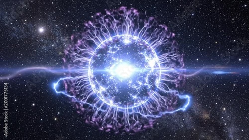 Neuron Cell Glowing Blue Light.