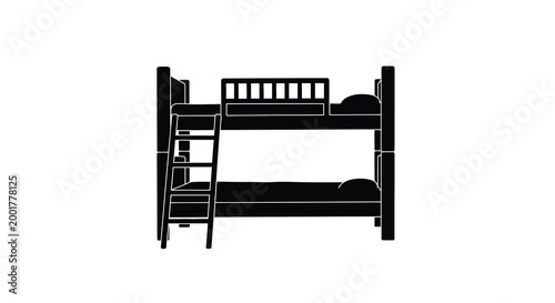 bunk bed silhouette with ladder and pillows on white background high quality professional detailed modern elegant stylish clean crisp vibrant
