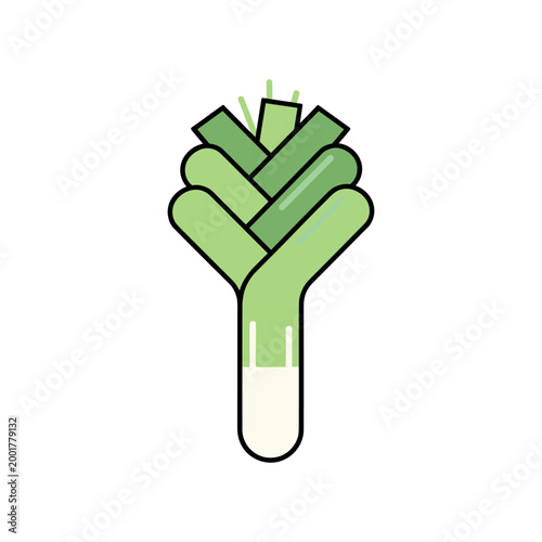 Minimalist vector illustration of a fresh green leek vegetable icon