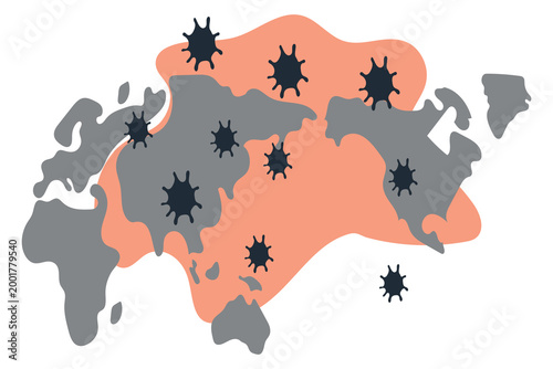 Global virus spread concept map with infection zones vector