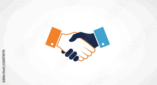 Abstract illustration of two hands shaking as a symbol of partnership and agreement.