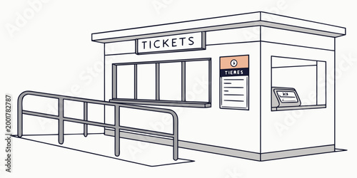 Modern ticket sales booth with access ramp transport architecture building accessibility facility infrastructure structure terminal transportation services exterior commercial