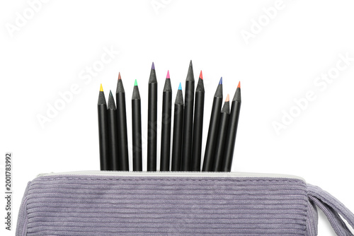 Case with many colorful pen...