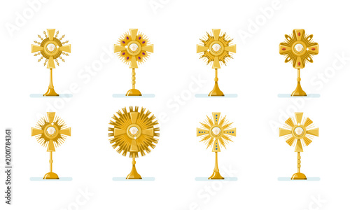 Corpus Christi monstrances set of catholic mass blessed sacrament
