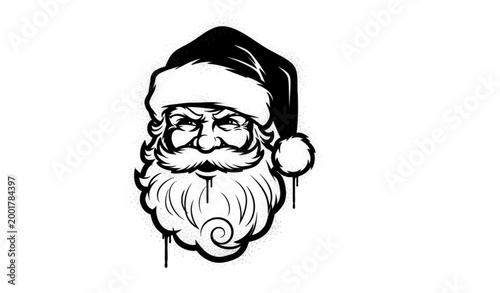 Santa Claus graffiti vector in black spray paint for street art, urban, and holiday designs