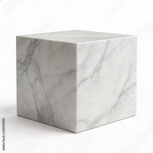 Marble cube on white surface